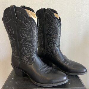 NWOT Ariat Women's Black Deertan Leather Boot Cowgirl Size 9 B Medium